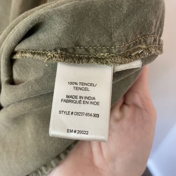 Cloth And Stone Anthropologie Tshirt Button Down Dress Olive Green Tencel Sz XS - Picture 4 of 5